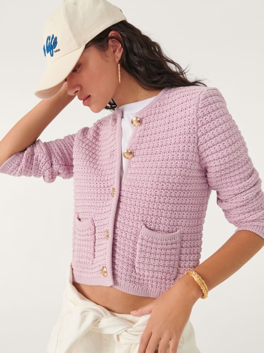 ba&sh Gaspard Lady Cardigan Sweater Pink Lilac